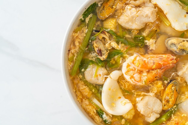 Sukiyaki soup with seafood bowl