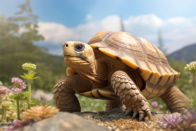 Sulcata-schildpad in de natuur Generatieve AI