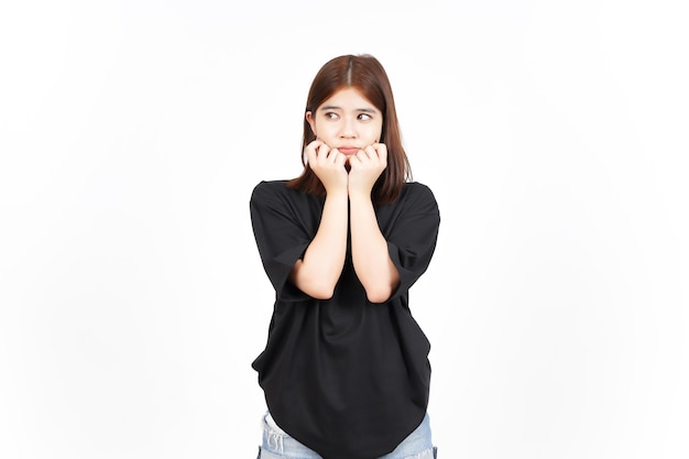 Sulking and frowning gesture Of Beautiful Asian Woman Isolated On White Background