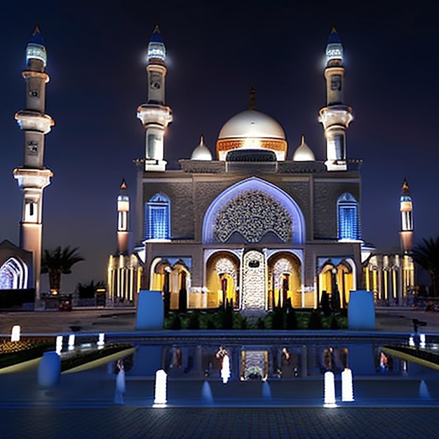 Мечеть Султана Кабуса с ночным видом