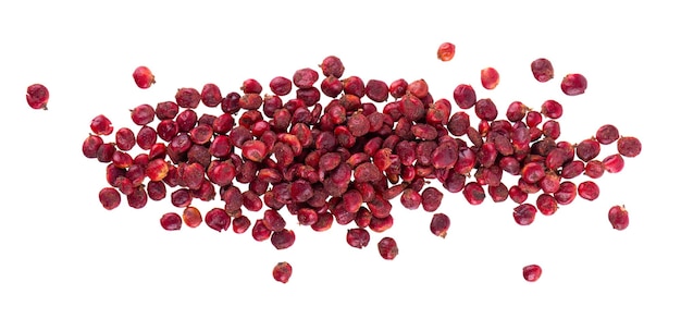 Sumac seeds isolated on white background Whole dry Rhus berry Top View