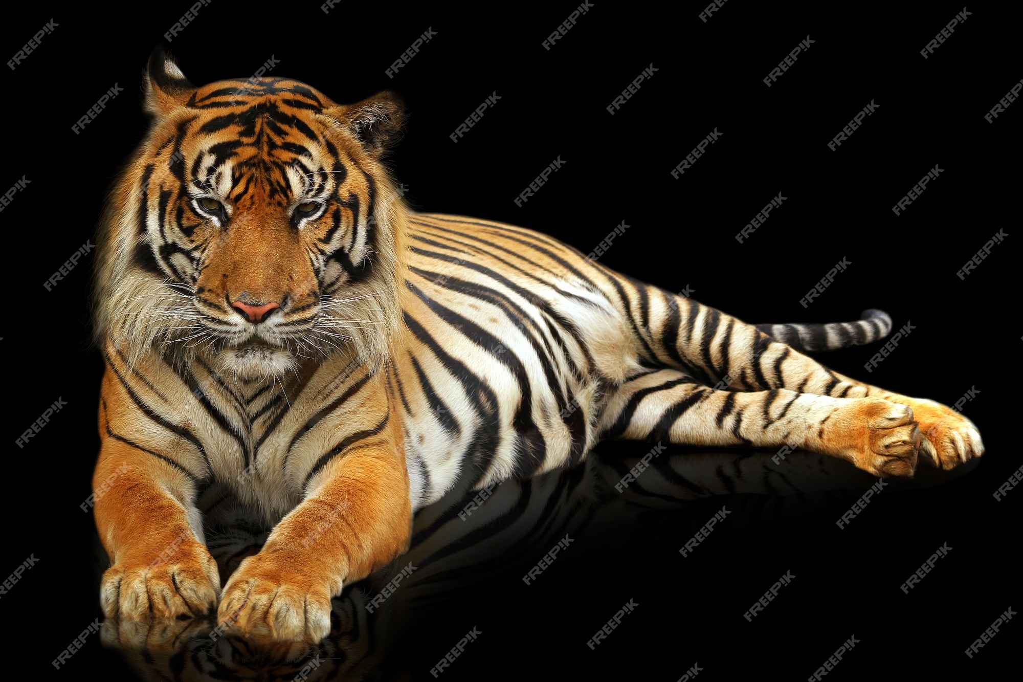 Premium Photo | Sumatera tiger on black background