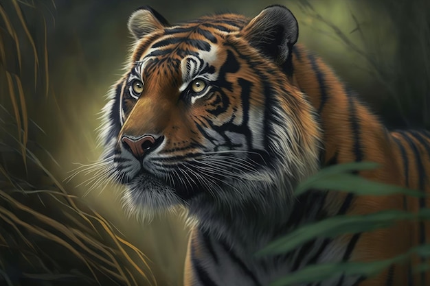 Sumatran tiger Panthera tigris sumatrae is a beautiful animal and a picture of him has been drawn