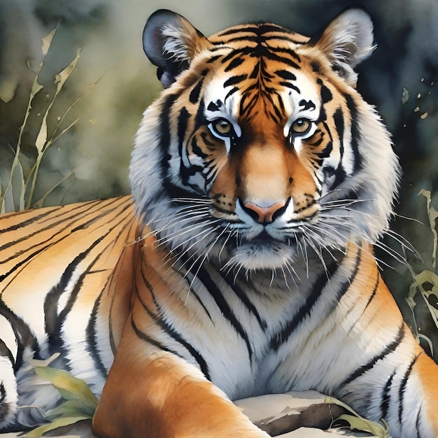 Sumatran tiger watercolor painting