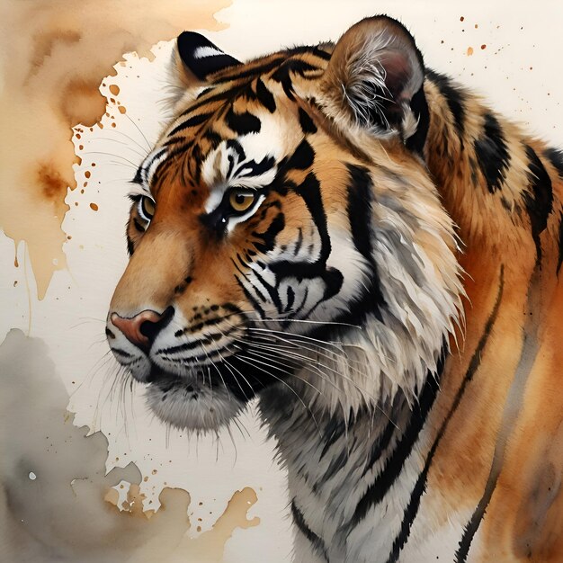 Sumatran tiger watercolor painting