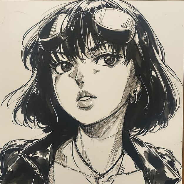 Photo sumie drawing of faye from cowboy bebop anime stylize