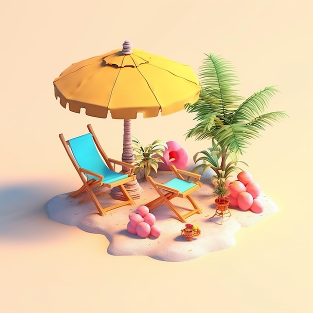 summer_3d_models_isolated_background