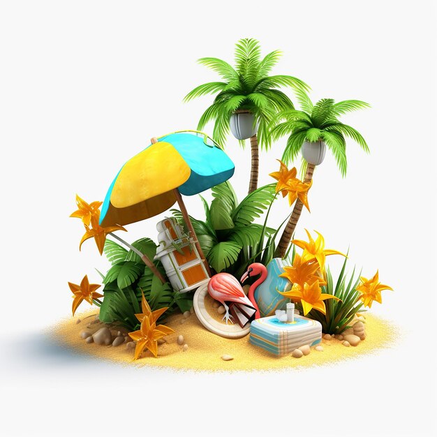 summer_3d_models_isolated_background