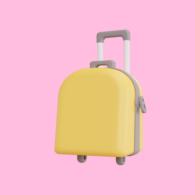 Summer 3d render icon set suitcase 3d rendering