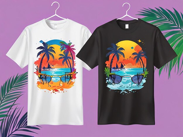 Photo summer ai imge a shirt with a palm tree on it and a shirt that says palm trees on it