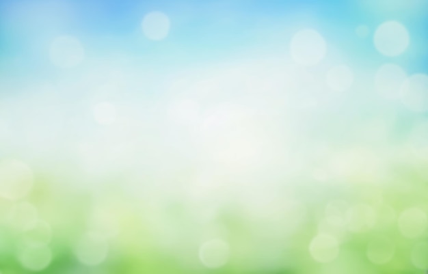 夏の背景 ぼんやりした緑の草と青い空と明るいボケー ぼうやりした抽象的な夏の背景 自然の緑の葉 緑の環境 生態学背景