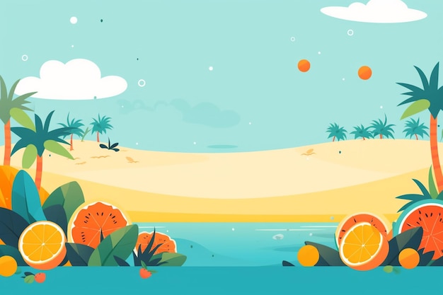 Summer Background Illustration A Beautiful Beach Scene Created with Generative AI