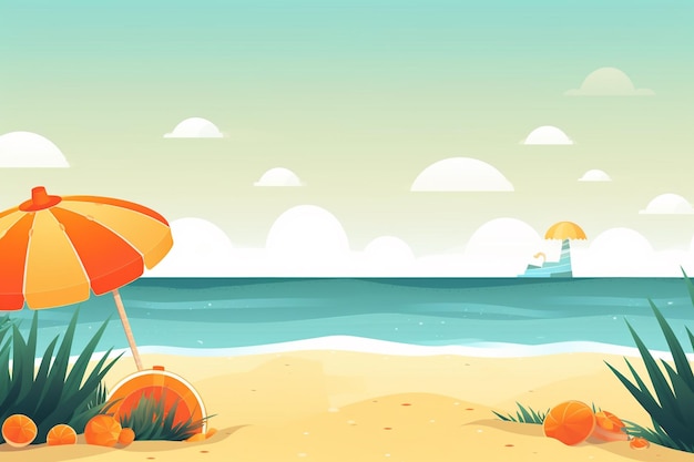 Summer Background Illustration A Beautiful Beach Scene Created with Generative AI