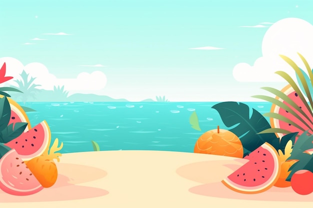 Summer Background Illustration A Beautiful Beach Scene Created with Generative AI