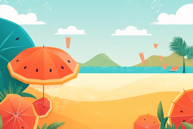 Photo summer background illustration a beautiful beach scene created with generative ai