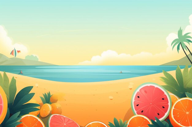 Summer Background Illustration A Beautiful Beach Scene Created with Generative AI