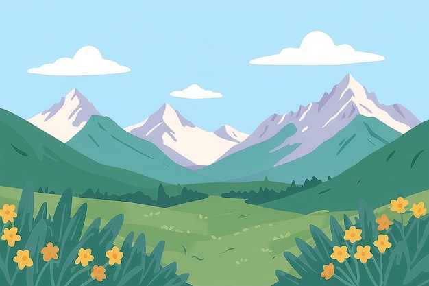 Summer background mountains field