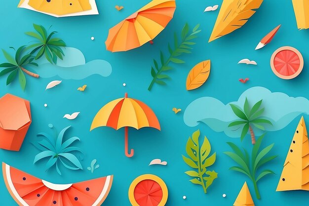 Summer background in paper style