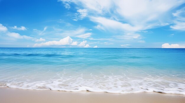 Летний фон тропический морской берег с красивой голубой водой и солнечным днем Копируйте пространство