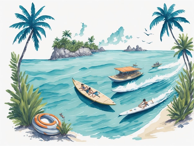 summer background vacation background watercolor social media post design