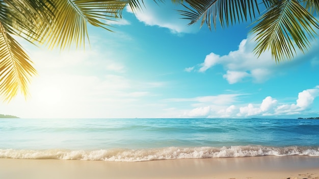 summer background with frame nature of tropical golden beach