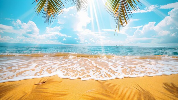 Summer background with frame nature of tropical golden sun