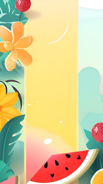 summer background with fruits and summer elements