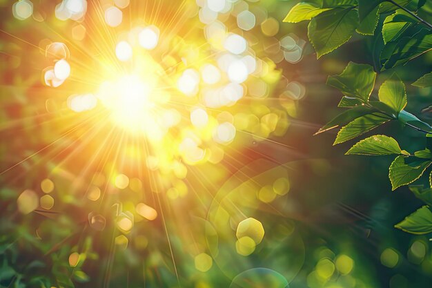 Summer background with a magnificent summer sun burst with lens flare Space for your text