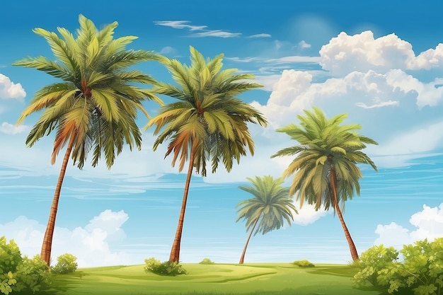 Summer background with palm trees landscape ar c v