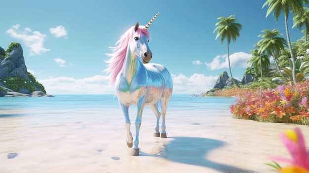 summer background with unicorn for kids generative ai