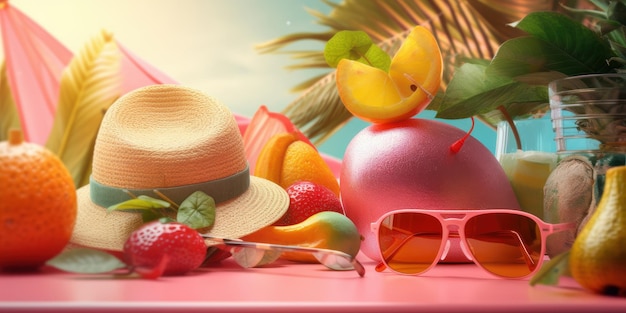 Summer Background with Various Elements Summer Festive Time Concept Generative Ai