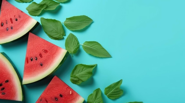 Summer Background with watermelon Illustration AI GenerativexA