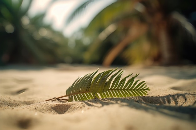 Summer backgrounds concepts with shadow of coconut leaf on clean sand beach AI generated