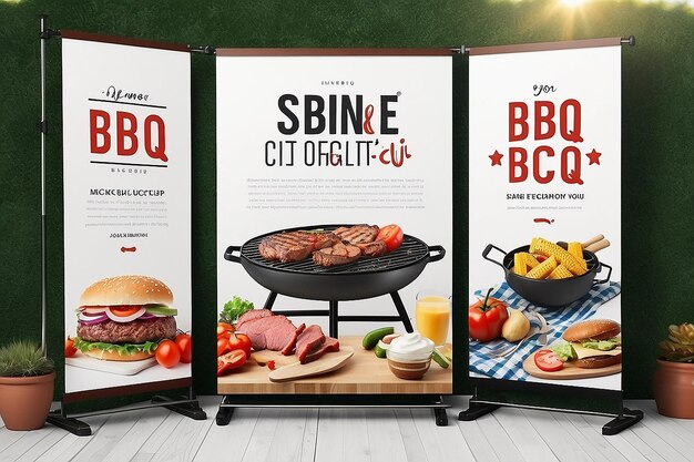 Photo summer bbq banner mockup showcase your designs with blank white space