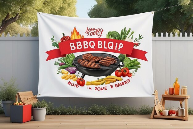 Summer BBQ Banner Mockup Showcase Your Designs with Blank White Space