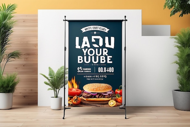 Summer BBQ Banner Mockup Toon uw ontwerpen met lege witte ruimte