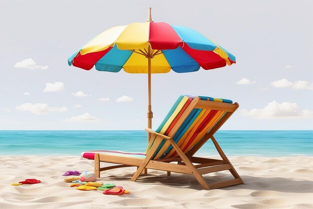 Photo summer beach chair with umbrella beside