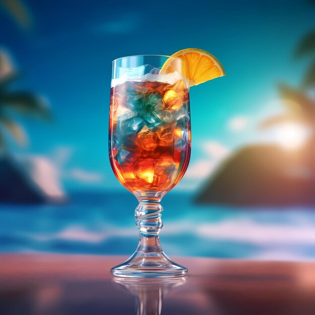 Photo summer beach cocktail hyperrealistic