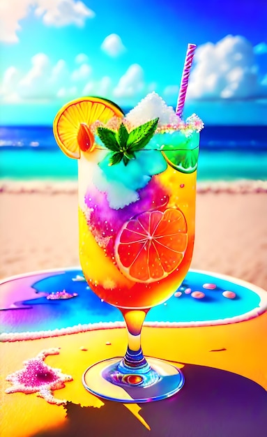 Summer beach coktail illustration