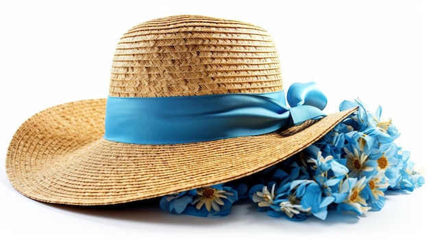 Summer beach hat isolated on white background enhance Generative Ai
