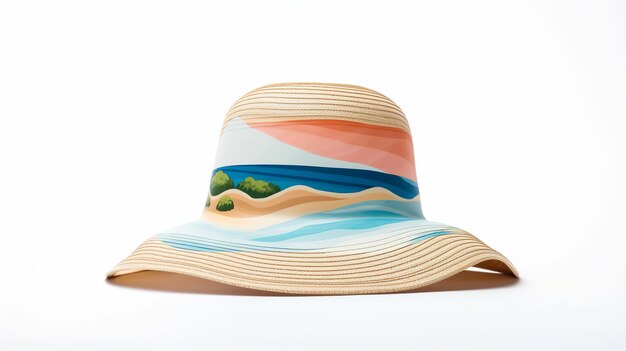 Summer beach hat isolated on white background enhance Generative Ai