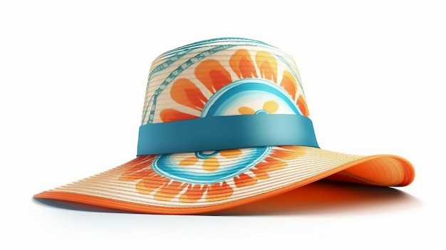 흰색 배경에 격리된 여름 해변 모자는 Generative Ai를 향상시킵니다.