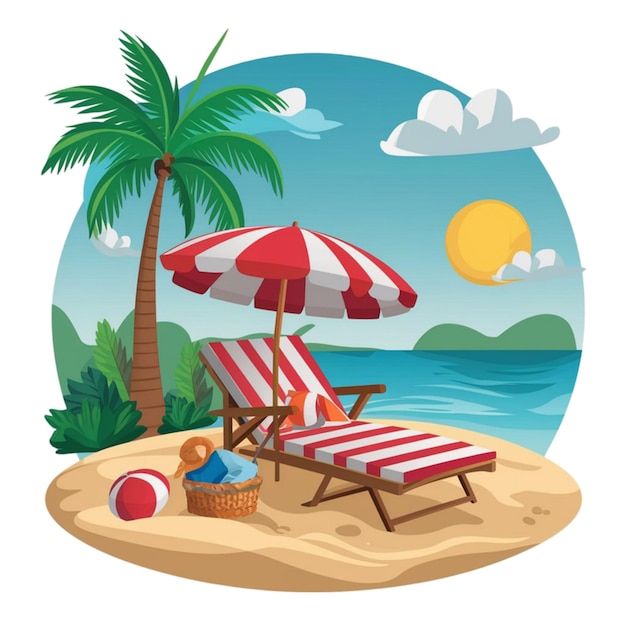 summer beach isolated on white background