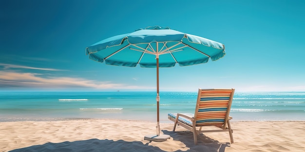 summer beach at sunny day with blue sky and blue ocean