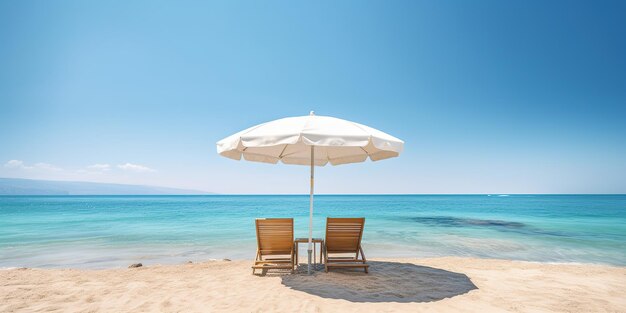 summer beach at sunny day with blue sky and blue ocean