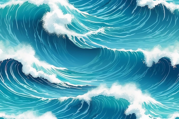 Summer beach top view of soft blue ocean wave illustration