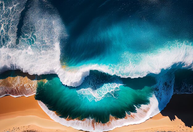 Summer beach top view of soft blue ocean wave illustration