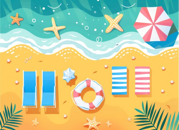 Photo summer beach and travel illustrations