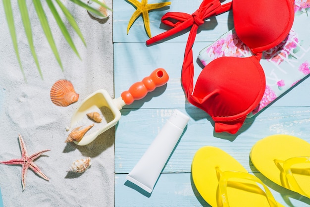 Summer beach vacation and accessories