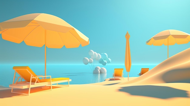 Summer beach vacation scene with generative ai